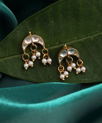 White stones pearl drop chandbali earrings 2