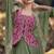 Sage green & rani pink faux chinon silk embroidered readymade indian dress