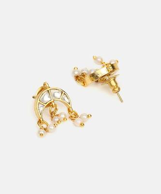 White stones pearl drop chandbali earrings 4