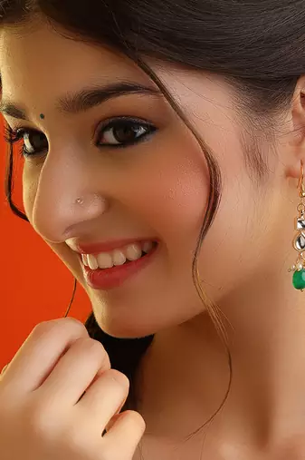 Green stones polki drop earrings