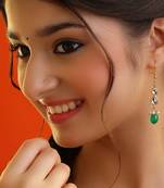 Green stones polki drop earrings