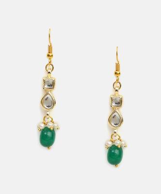 Green stones polki drop earrings 3