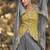 Grey & yellow faux chinon silk embroidered readymade indian dress