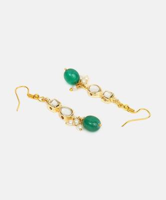 Green stones polki drop earrings 4
