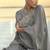Grey & yellow faux chinon silk embroidered readymade indian dress