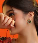 Gold plated multicolor stones kundan stud earrings