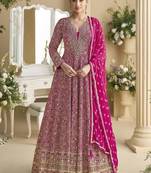 Rani pink faux georgette embroidered readymade anarkali suit