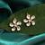 White stones pearl drop floral stud earrings