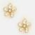 White stones pearl drop floral stud earrings