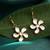 White stones pearl floral dangler drop earrings