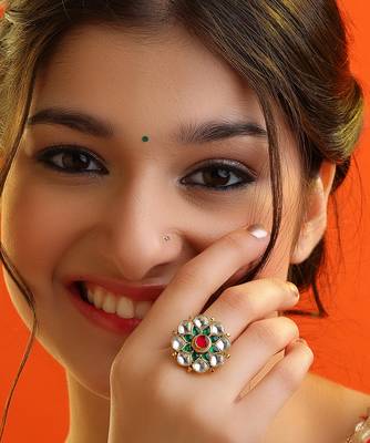 Multicolor stones meenakari floral adjustable ring 1