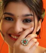 Multicolor stones meenakari floral adjustable ring
