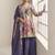 Purple faux chinon embroidered digital print readymade palazzo suit