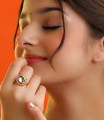 White stone polki chand adjustable ring