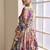 Purple faux chinon embroidered digital print readymade palazzo suit