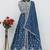 Teal blue faux chinon embroidered readymade anarkali suit