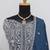 Teal blue faux chinon embroidered readymade anarkali suit