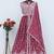 Mauve faux chinon embroidered readymade anarkali suit