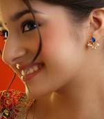Blue teardrop pearl cluster earrings