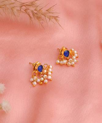 Blue teardrop pearl cluster earrings 2