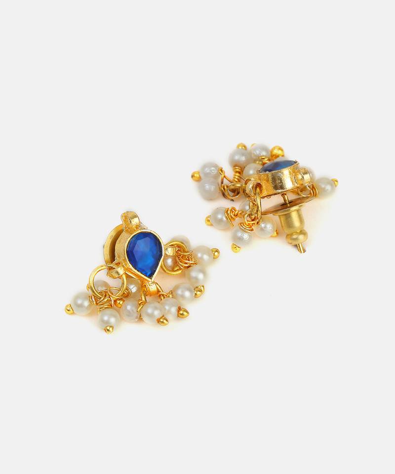Blue teardrop pearl cluster earrings