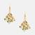 White stones green beaded pearl drop earrings