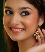 White stones kundan cluster drop earrings
