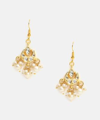 White stones kundan cluster drop earrings 3
