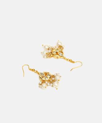 White stones kundan cluster drop earrings 4