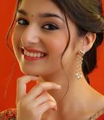 White stones pearl drop earrings