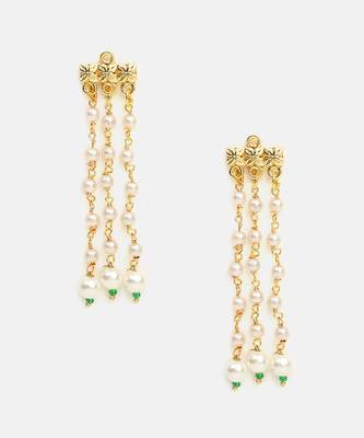 White stones pearl drop earrings 3