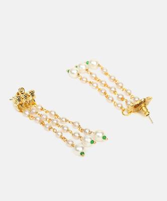 White stones pearl drop earrings 4