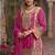Rani pink faux chinon embroidered readymade sharara suit with dupatta