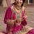Rani pink faux chinon embroidered readymade sharara suit with dupatta
