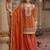 Orange faux chinon embroidered readymade sharara suit with dupatta