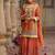 Orange faux chinon embroidered readymade sharara suit with dupatta