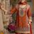 Orange faux chinon embroidered readymade sharara suit with dupatta