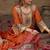 Orange faux chinon embroidered readymade sharara suit with dupatta