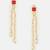 Ruby red stone pearl chain drop earrings