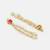 Ruby red stone pearl chain drop earrings