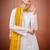 White and yellow faux georgette embroidered readymade salwar suit