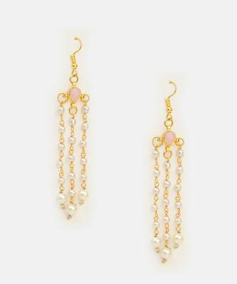 Pink stones kundan chain drop earrings 3