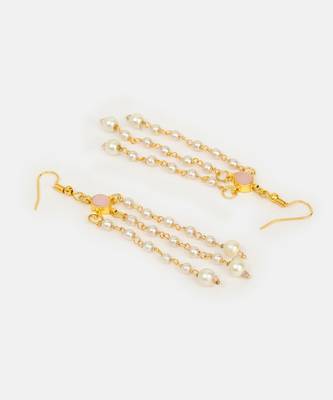 Pink stones kundan chain drop earrings 4