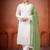 White and green faux georgette embroidered readymade salwar suit
