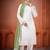 White and green faux georgette embroidered readymade salwar suit