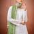 White and green faux georgette embroidered readymade salwar suit