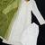 White and green faux georgette embroidered readymade salwar suit