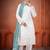White and sky blue faux georgette embroidered readymade salwar suit