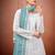 White and sky blue faux georgette embroidered readymade salwar suit