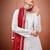 White and red faux georgette embroidered readymade salwar suit